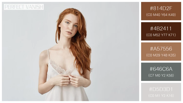 ファッショナブルな女性モデルの無料配色パターン 5色 フリー uncertain young ginger
