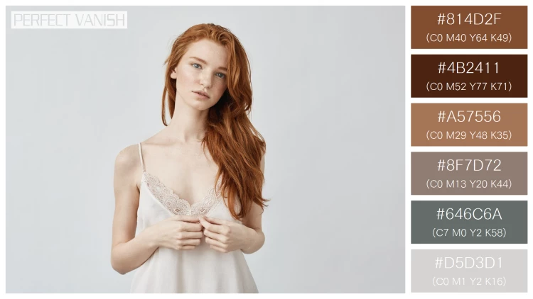 ファッショナブルな女性モデルの無料配色パターン 6色 フリー uncertain young ginger