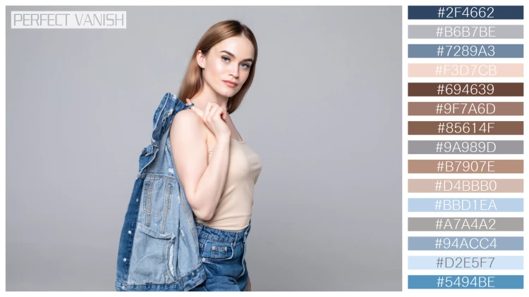 ファッショナブルな女性モデルの無料配色パターン 15色 フリー woman shirt posing