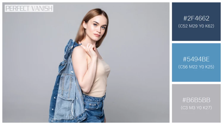 ファッショナブルな女性モデルの無料配色パターン 3色 フリー woman shirt posing