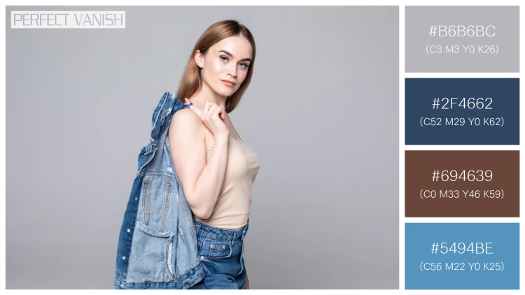 ファッショナブルな女性モデルの無料配色パターン 4色 フリー woman shirt posing