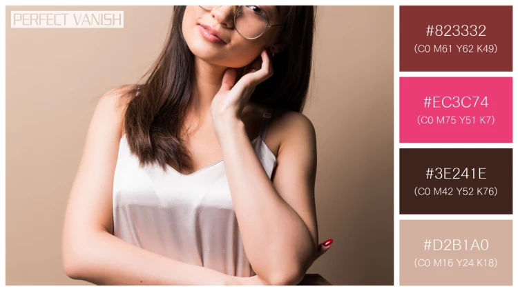 ファッショナブルな女性モデルの無料配色パターン 4色 フリー charming asian woman
