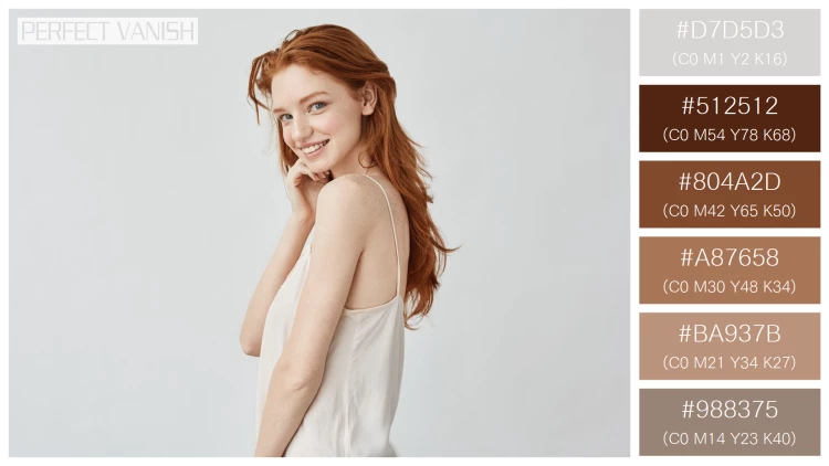 ファッショナブルな女性モデルの無料配色パターン 6色 フリー beautiful redhead girl