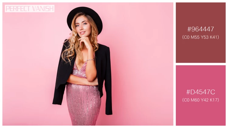 ファッショナブルな女性モデルの無料配色パターン 2色 フリー fashionable girl pink