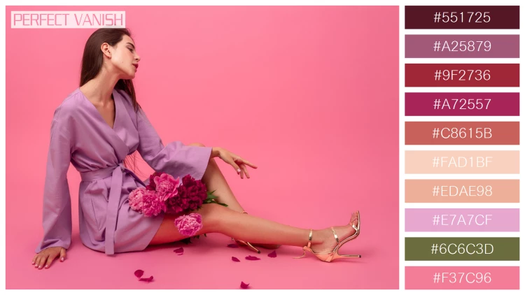 ファッショナブルな女性モデルの無料配色パターン 10色 フリー stylish woman pink