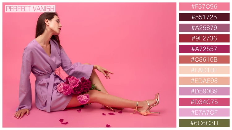 ファッショナブルな女性モデルの無料配色パターン 12色 フリー stylish woman pink