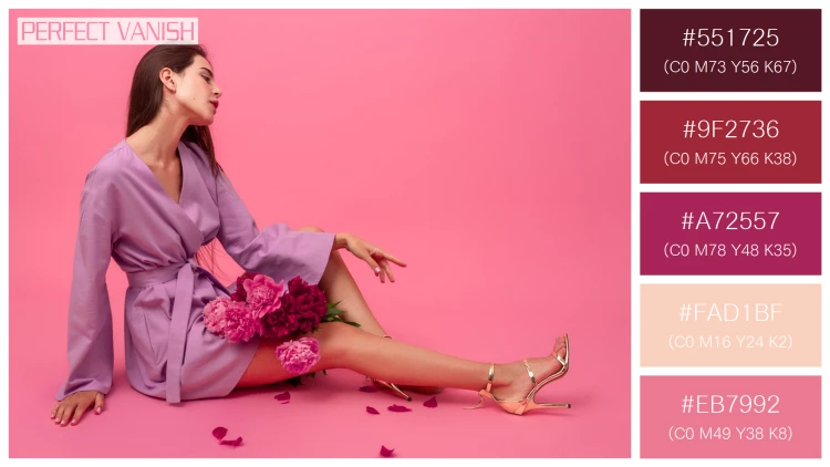 ファッショナブルな女性モデルの無料配色パターン 5色 フリー stylish woman pink