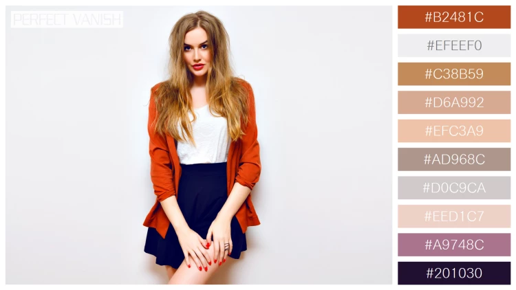 ファッショナブルな女性モデルの無料配色パターン 10色 フリー fashion indoor portrait