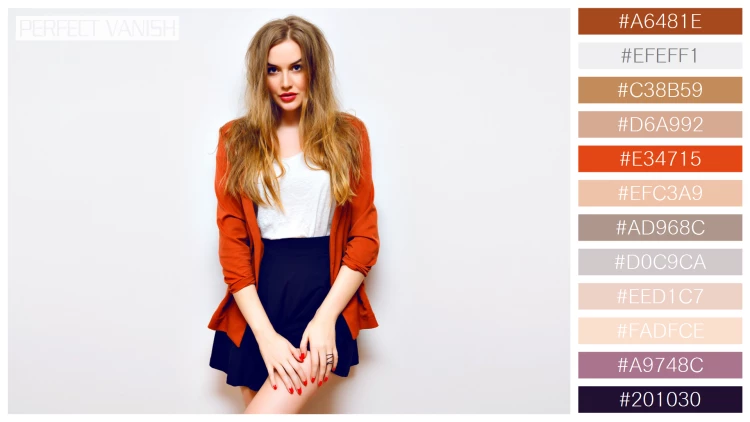 ファッショナブルな女性モデルの無料配色パターン 12色 フリー fashion indoor portrait