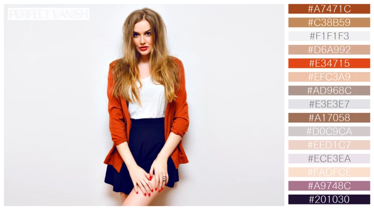 ファッショナブルな女性モデルの無料配色パターン 15色 フリー fashion indoor portrait