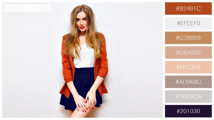 ファッショナブルな女性モデルの無料配色パターン 8色 フリー fashion indoor portrait